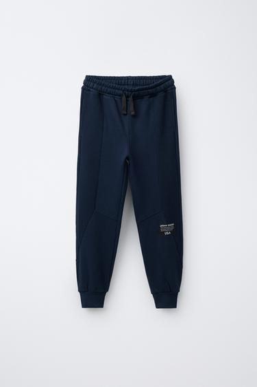 Zara JOGGER PANTS WITH LABEL - Navy blue
