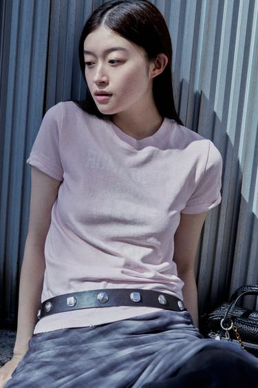 テキストTシャツパステルピンクZaraのテキストTシャツ - パステルピンク