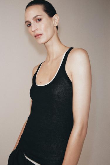 FINE KNIT SLEEVELESS TOP - Black by Zara - Image 3
