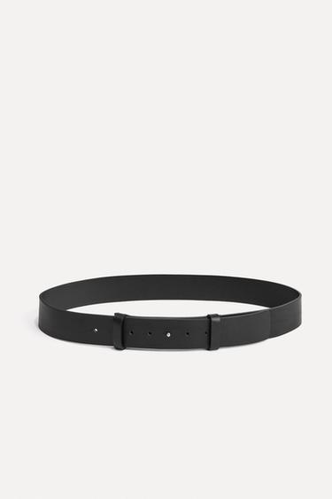 Zara PLAIN LEATHER BELT 50TH ANNIVERSARY - Black