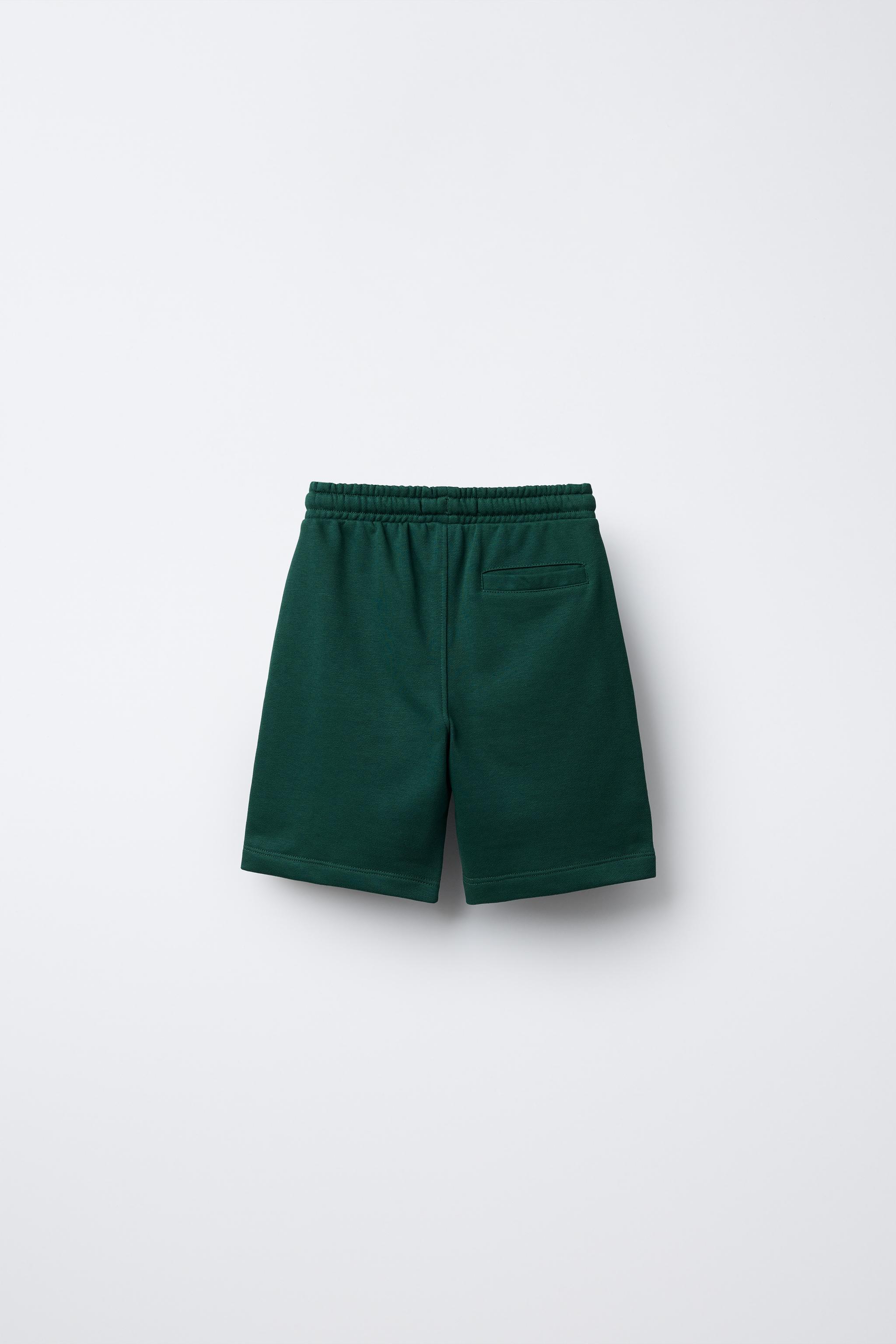 バーシティジョギングバミューダパンツ - ダークグリーン | ZARA