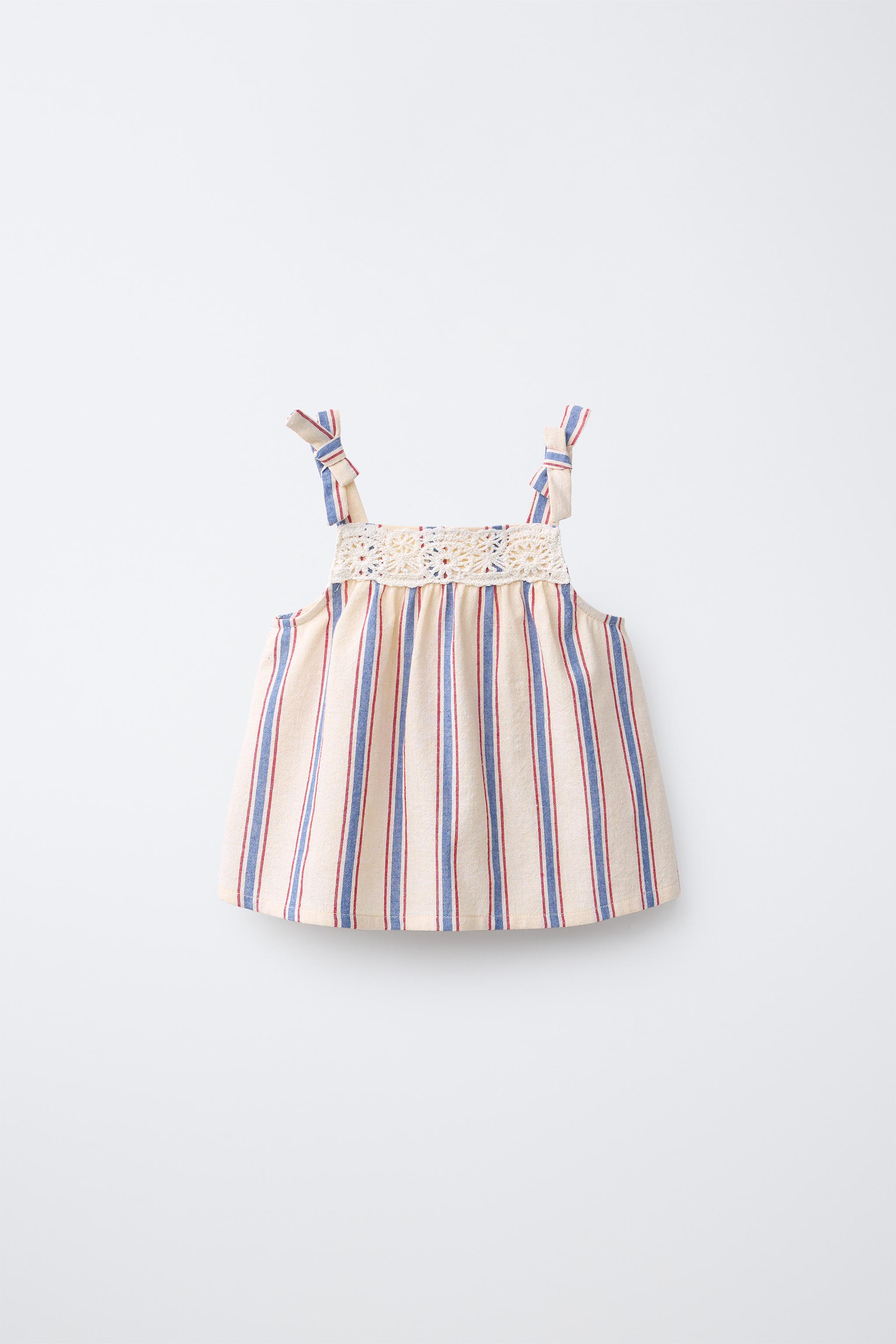 クロシェストライプ柄コンビトップス - エクリュ | ZARA Japan / 日本