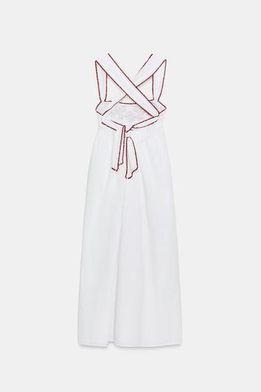 ROBE MI-LONGUE BRODERIES STRUCTURÉE - Écru de Zara - Image 8
