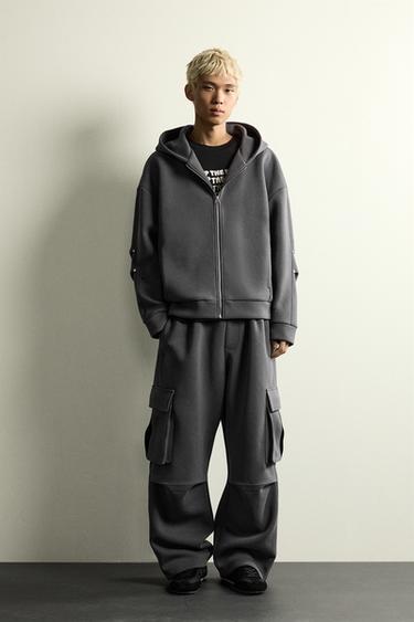 SUDADERA COMPACTA RELAXED FIT CAPUCHA - Azul / Gris de Zara - Imagen 0