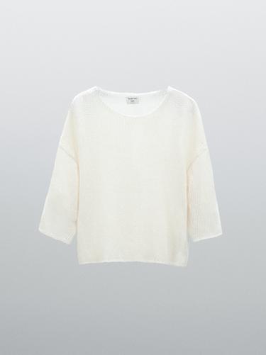 Zara Oversize short sleeve sweater - STUDIO - Ecru