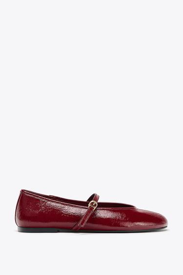 PATENT EFFECT BALLERINAS - Red by Zara