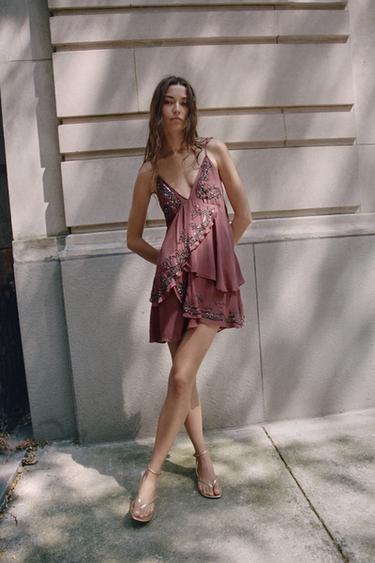 SHORT SEQUINNED DRESS - Pale pink by Zara