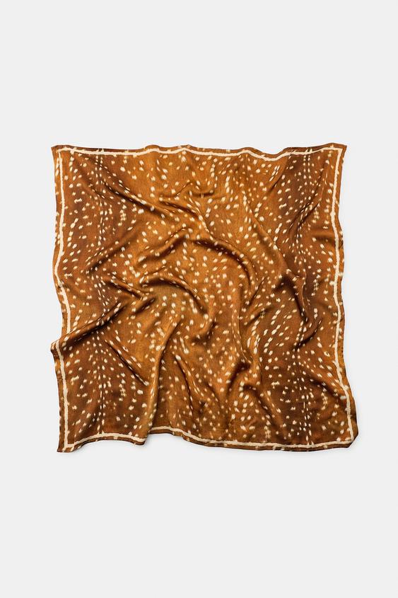 100% VISCOSE PRINT SCARF - Brown by Zara - Image 0