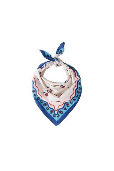 FLORAL PRINT BANDANA - Ecru / Blue by Zara