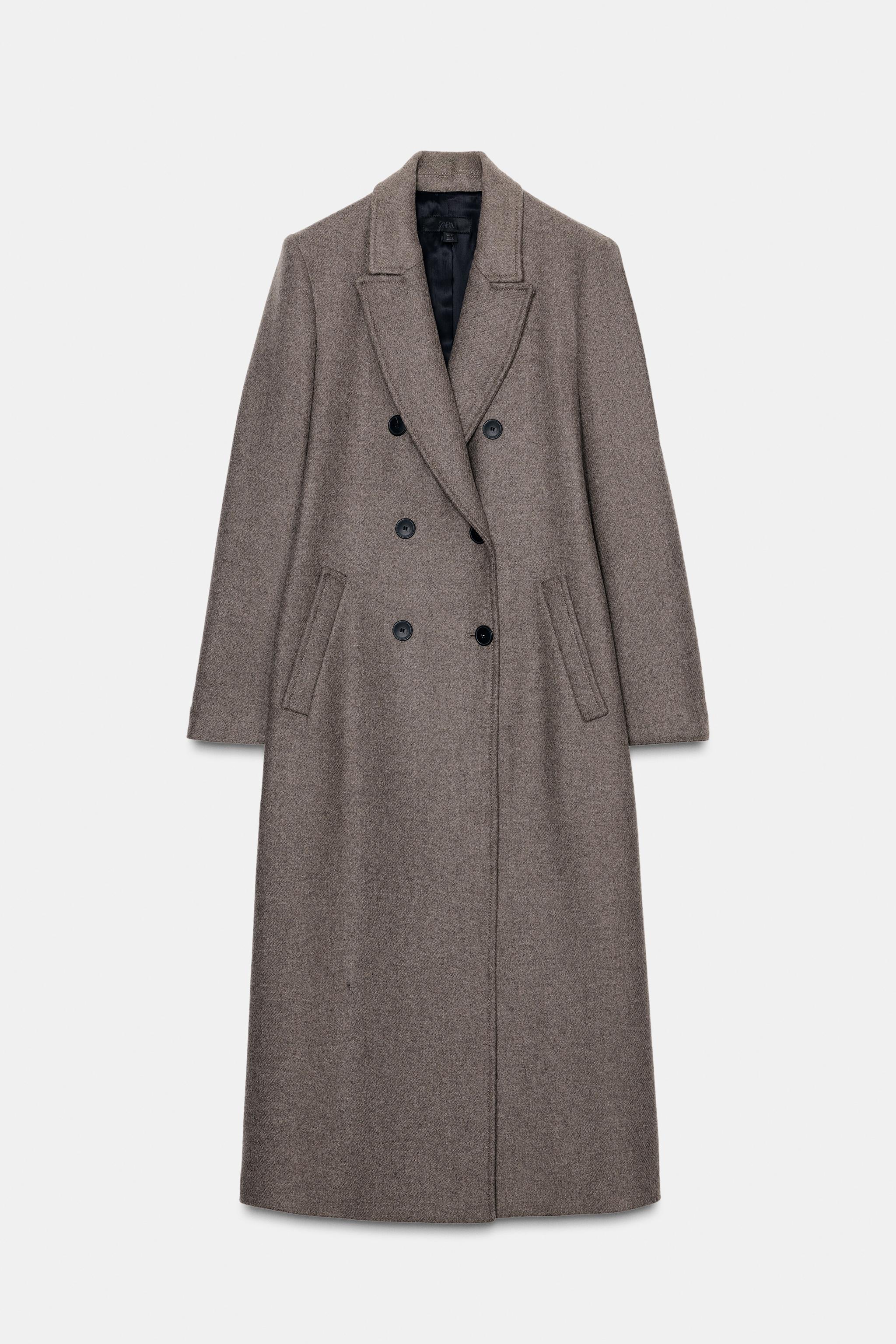 DOUBLE-BREASTED LONG COAT - Dark mink | ZARA United States
