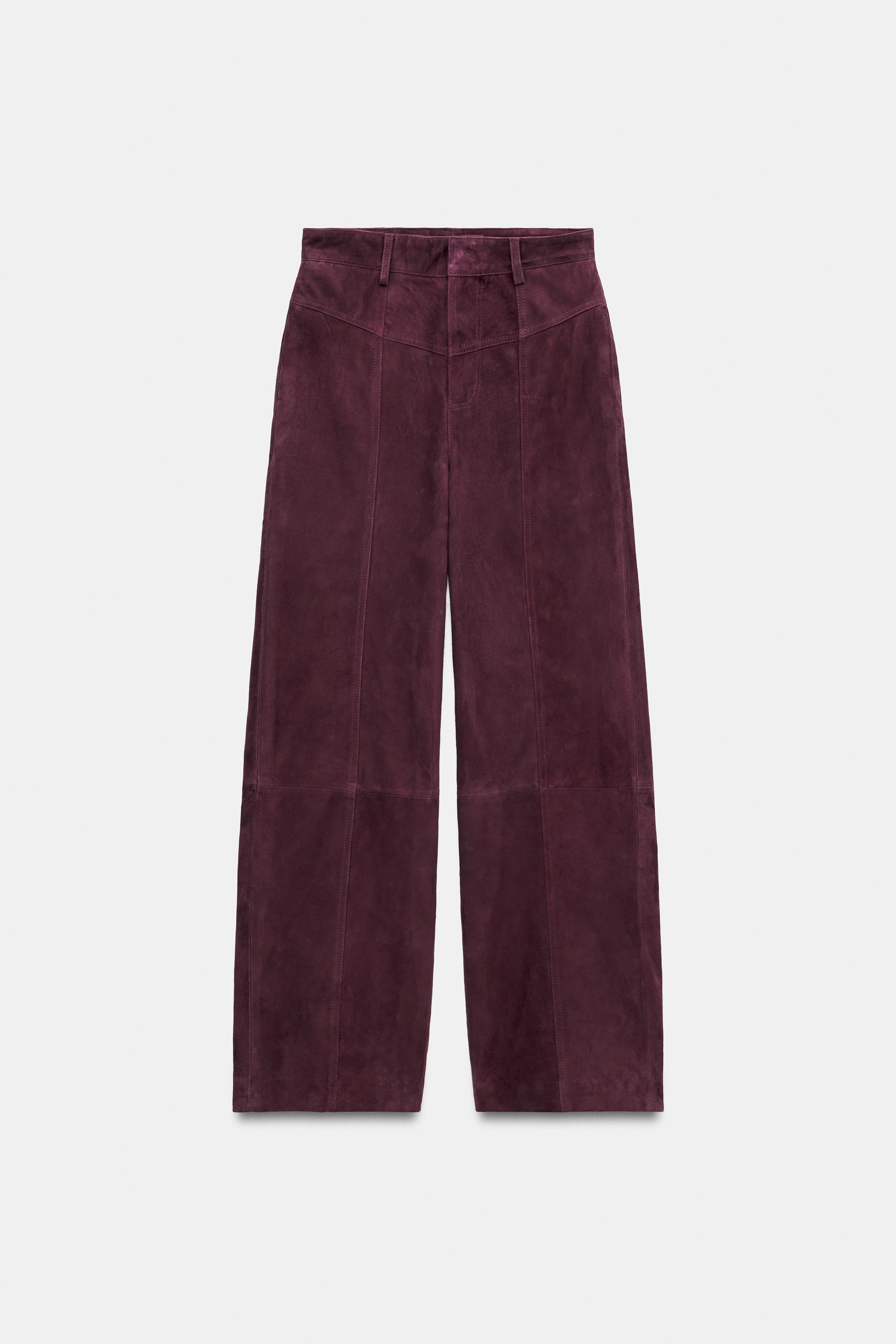 PANTALON EN CUIR DAIM 100 % AVEC POCHES ZW COLLECTION