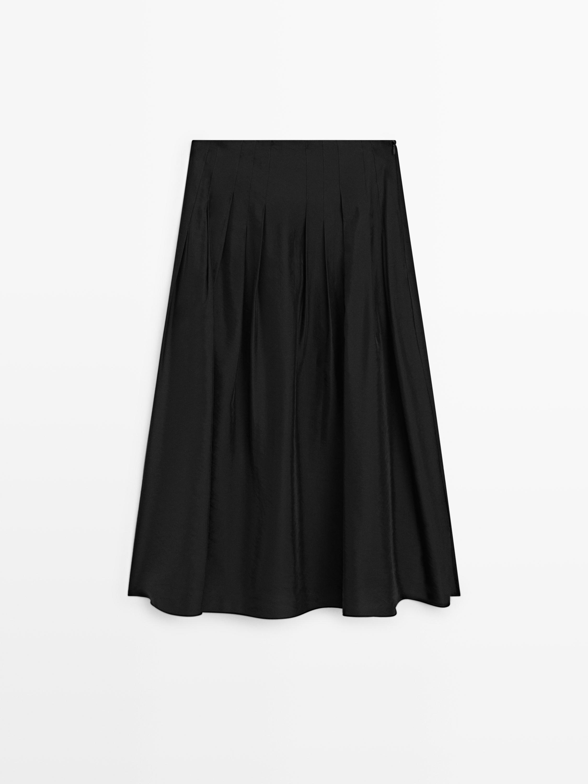 Flowing midi skirt with pintucks