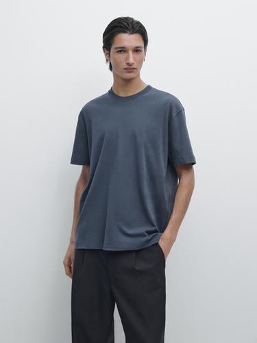 Zara 100% cotton medium weight T-shirt - Mid-turquoise