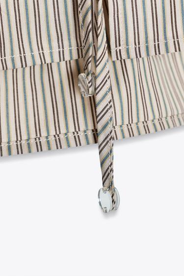 STRIPED POPLIN HALTER TOP - Brown / Green by Zara - Image 6