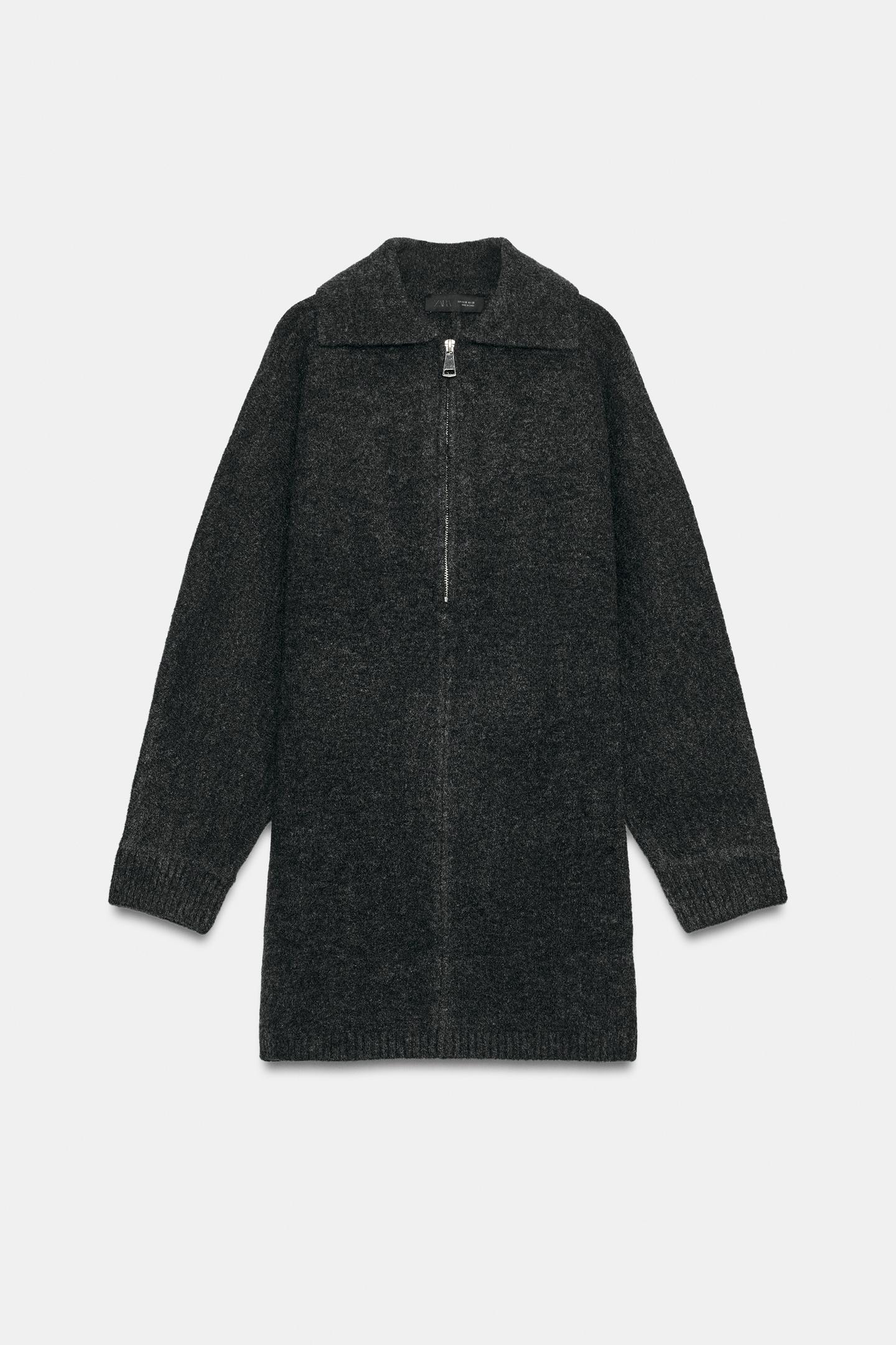 Женское платье Zara Knit Mini, цвет: Тёмный серый — фото 8