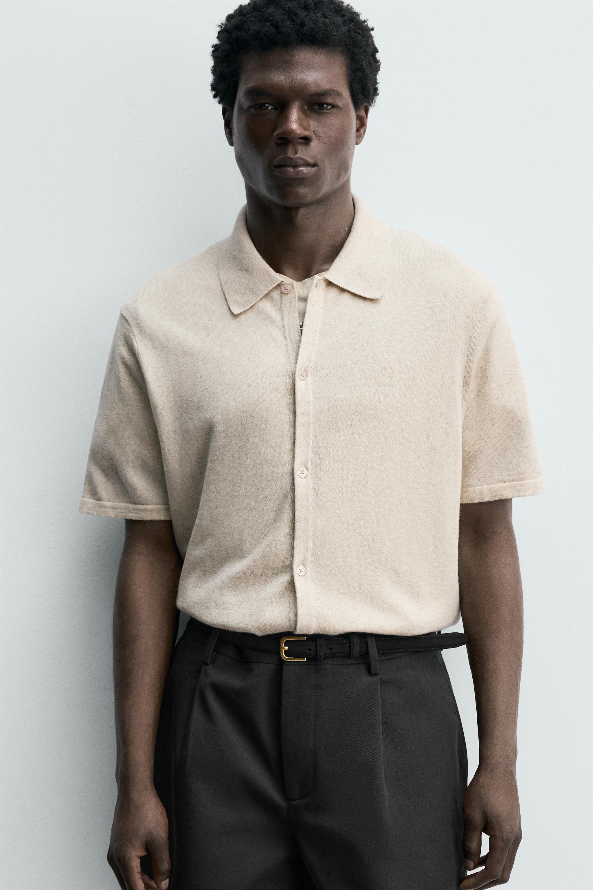 COTTON LINEN BLEND KNIT SHIRT