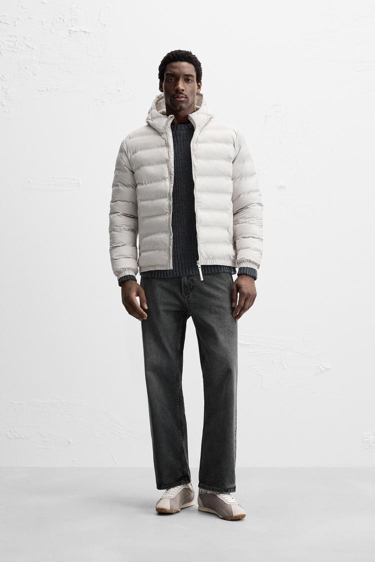 軽量フード付きパフジャケット - グレー | ZARA Japan / 日本