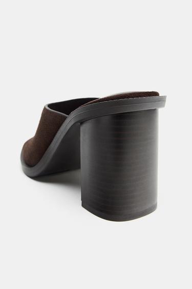 SANDALES EN CUIR À TALONS LARGES - Marron de Zara - Image 5