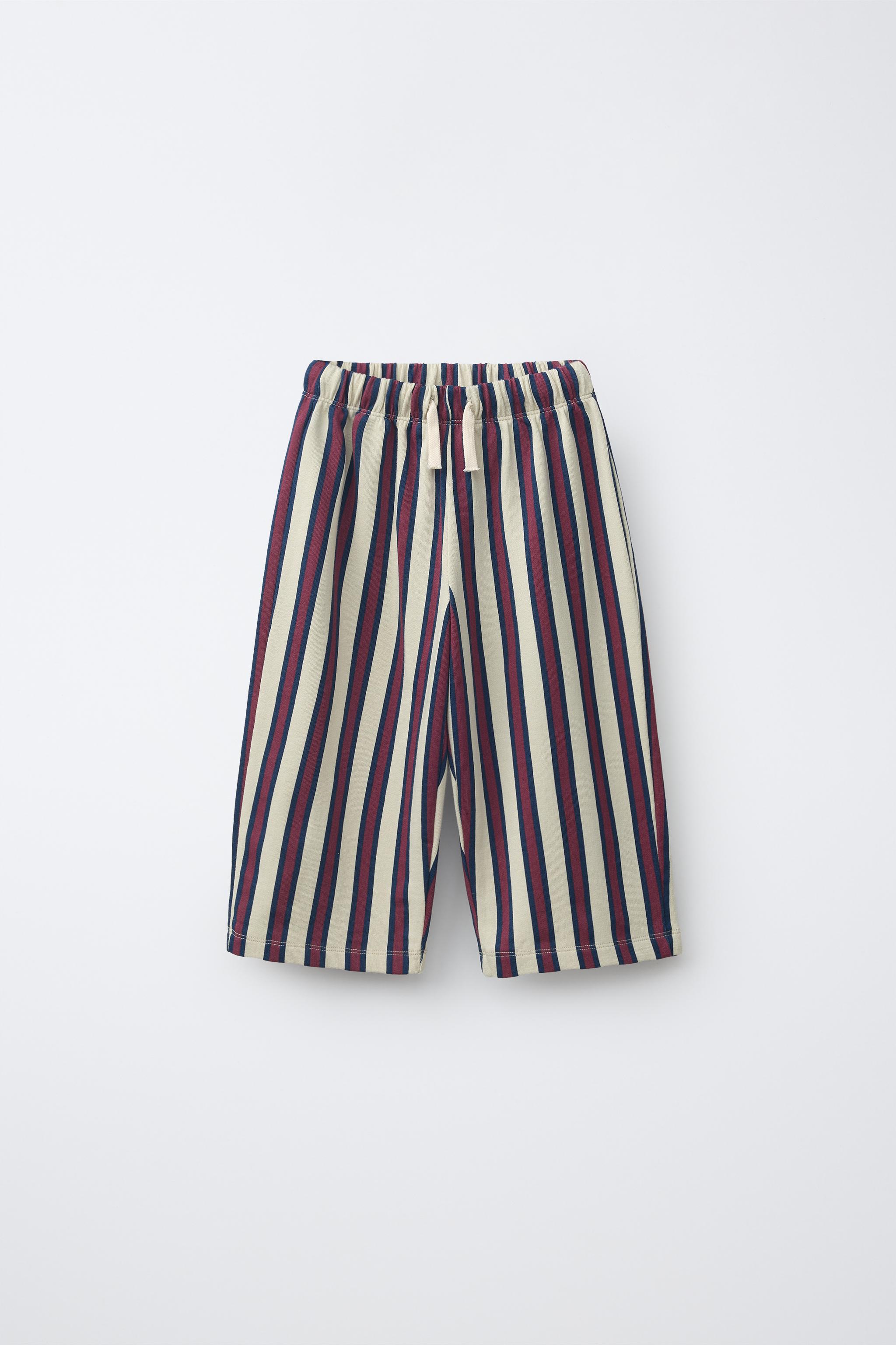 PANTALON WIDE LEG EN MOLLETON À RAYURES