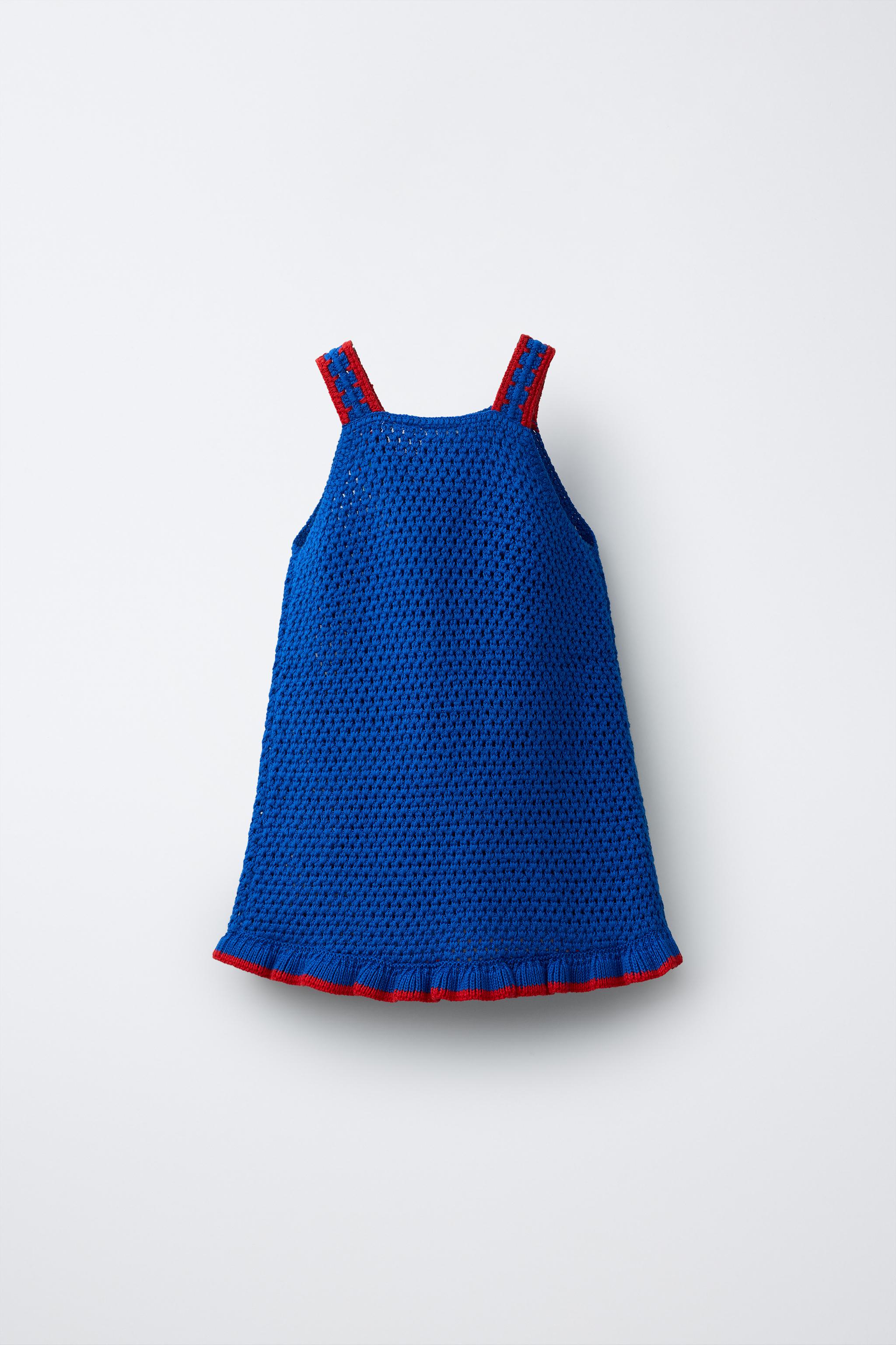 CROCHETED FLOWER KNIT DRESS