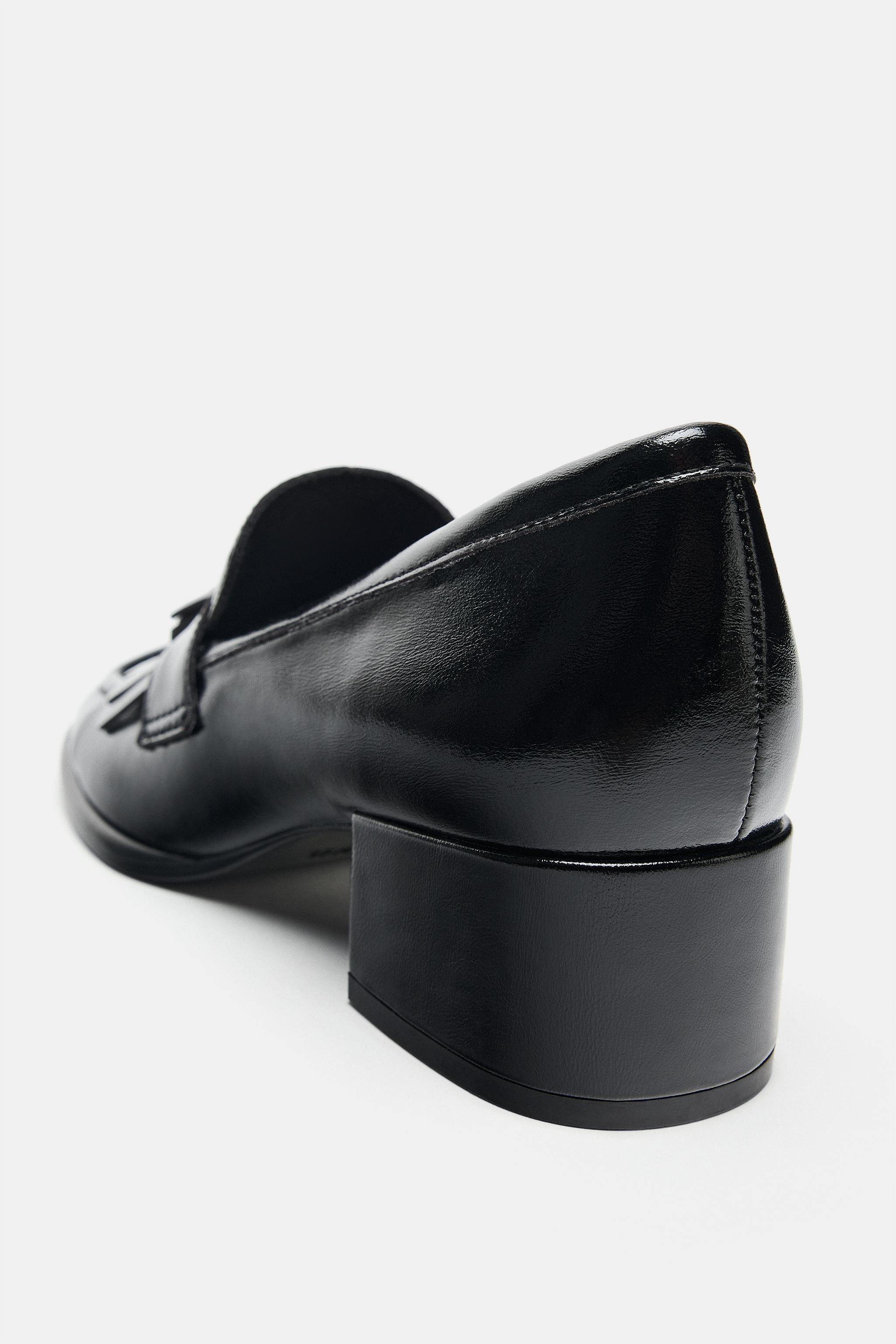 フリンジ付きブロックヒールローファー - ブラック | ZARA Japan / 日本
