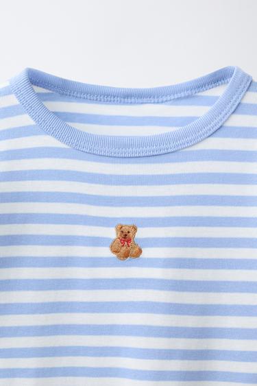Zara 動物刺繡條紋 T 恤 - 條紋
