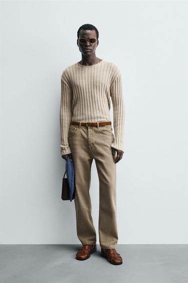 Zara LIGHTWEIGHT RIBBED SWEATER - Beige