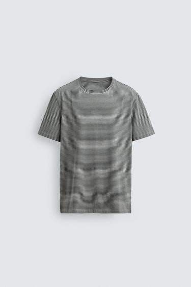 BASIC SLIM FIT T-SHIRT - Grey / Blue by Zara