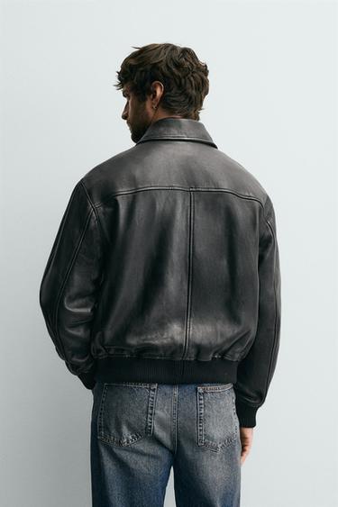 BLOUSON RELAXED FIT EN CUIR - Noir de Zara - Image 2