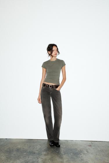 JEAN TRF WIDE LEG TAILLE BASSE - Marron de Zara - Image 0