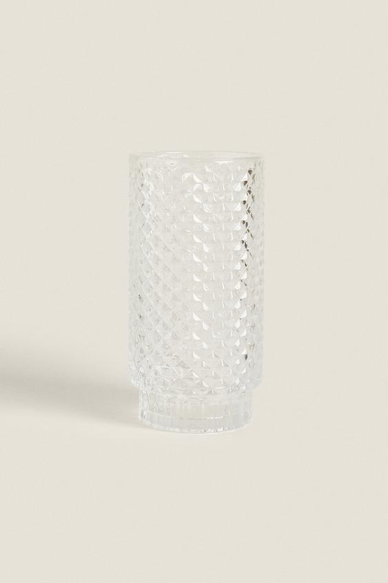 VASE VERRE RECYCLABLE RELIEF ZARA Belgique / Belgium