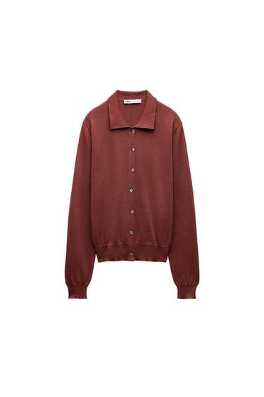 PLAIN KNIT CARDIGAN WITH SILK
