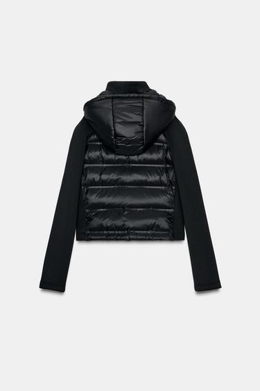 VESTE MATELASSÉE BIMATIÈRE À CAPUCHE AMOVIBLE - Noir de Zara - Image 8