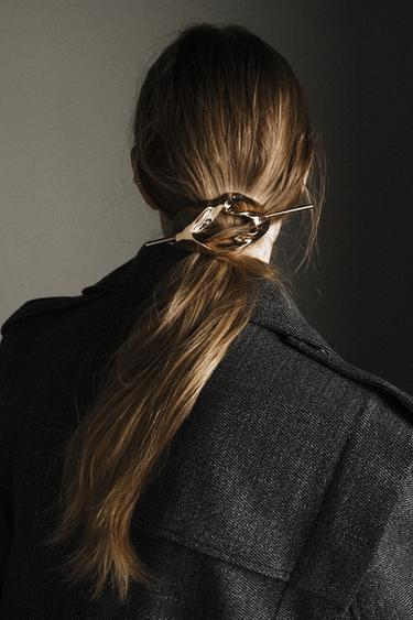 METAL HAIR CLIP - Golden by Zara