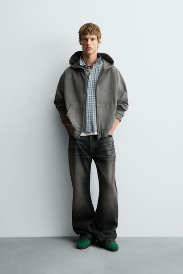 Zara 寬版連帽運動衫 - 深無煙煤色 - 圖片 0