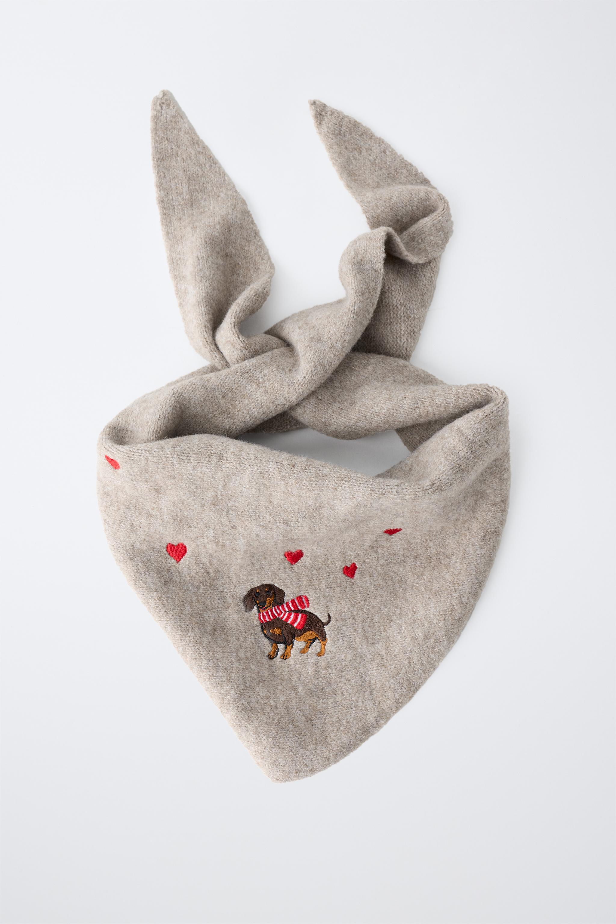 小物 Venica (Cutwork embroidery scarf) EMBROIDERED TRIANGULAR KNIT SCARF - camel | ZARA Turkey