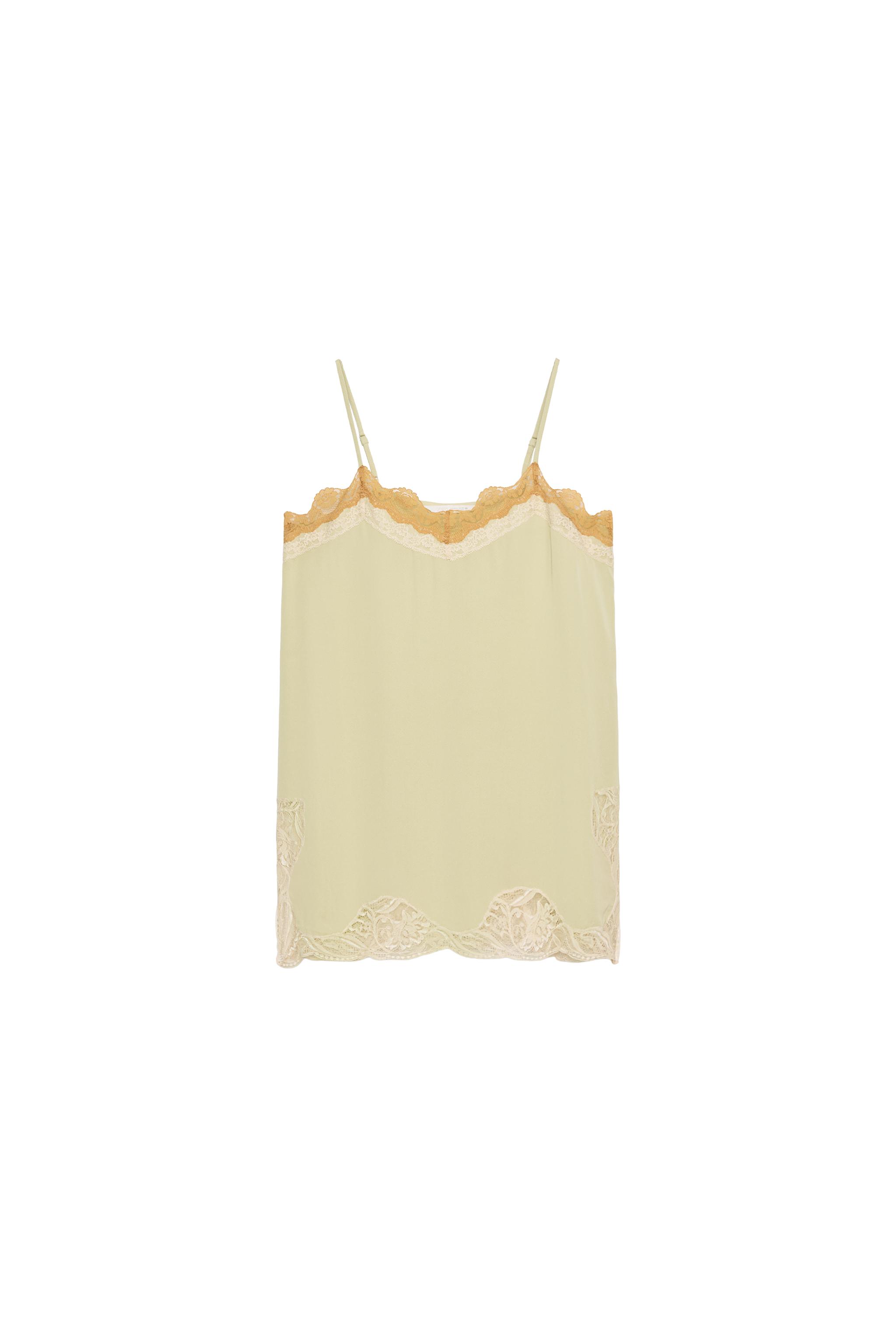 ZW COLLECTION LACE CAMISOLE TOP - Lime green | ZARA United States