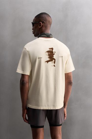 Zara RUNNING PRINT T-SHIRT - White