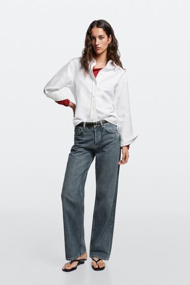 Zara Mid-waist wide-leg jeans - Mid-blue - Image 0