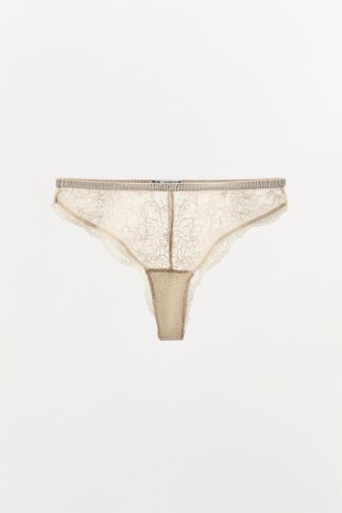 CELANA DALAM RENDA KOMBINASI - Ecru / Beige dari Zara