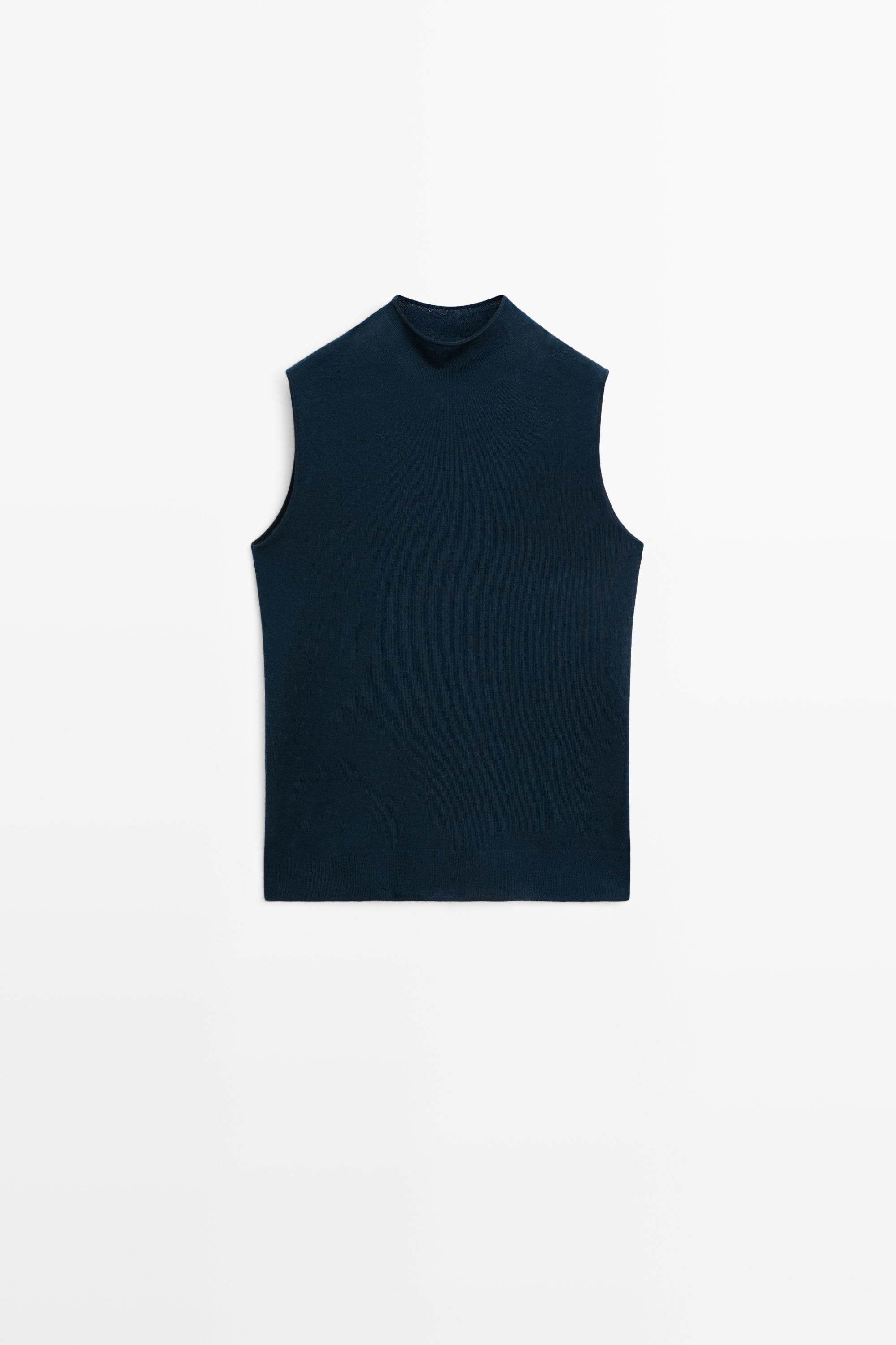 100% wool mock turtleneck knit top