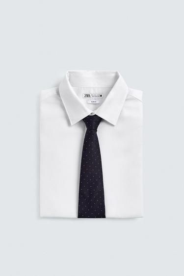 100% SILK JACQUARD TIE - Navy blue by Zara - Image 3