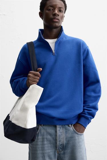 BASIC QUARTER ZIP SWEATSHIRT - Bluish by Zara - Image 4