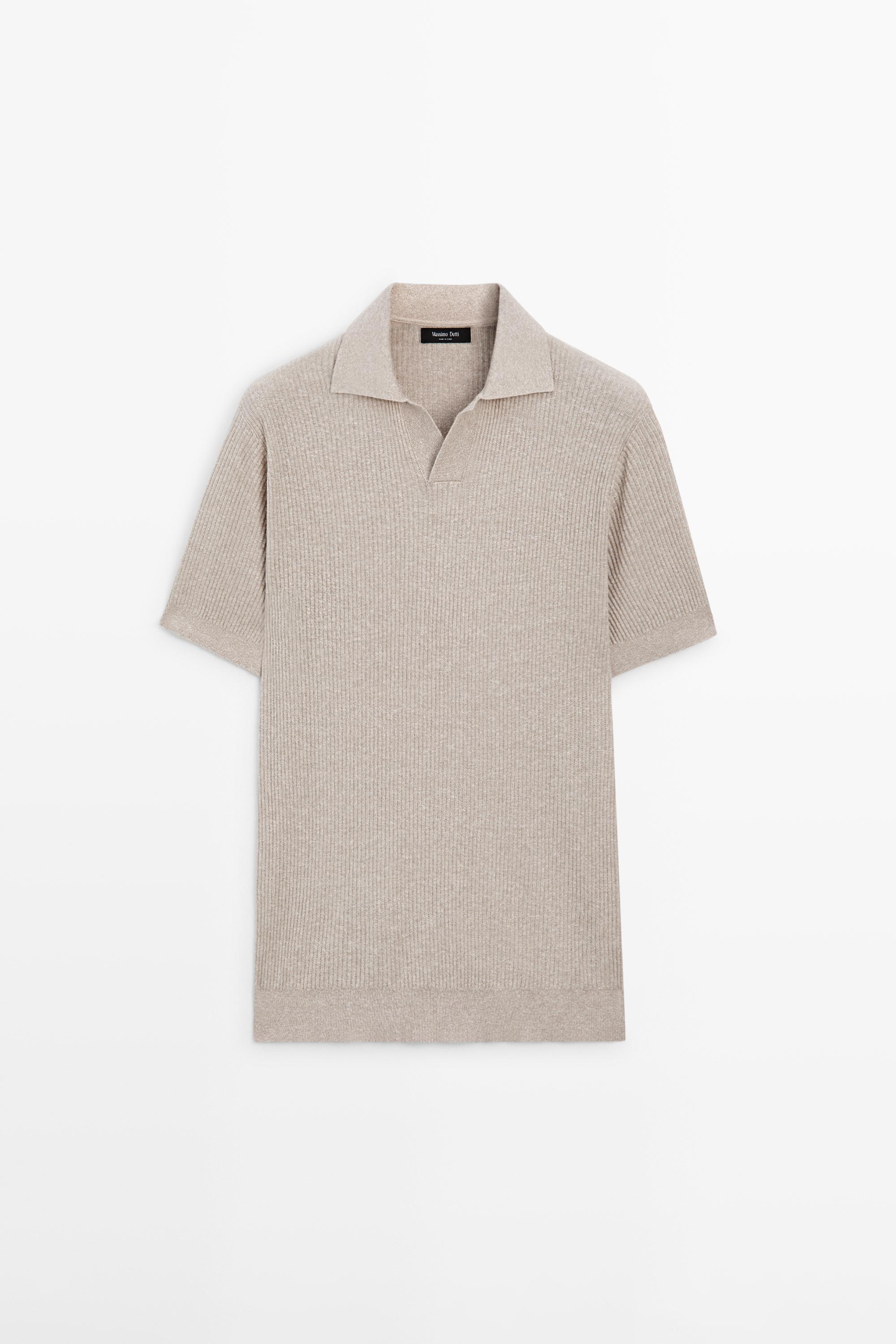 Cotton blend knit polo shirt