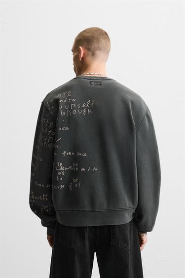 PRINTED SLOGAN SWEATSHIRT - Dark anthracite by Zara - Image 2