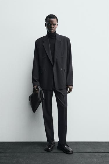 Zara PINSTRIPE SUIT PANTS - Dark navy