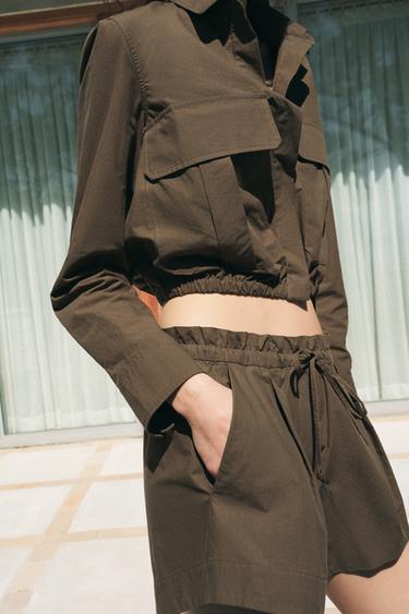 CHEMISE COURTE AVEC POCHES COLLECTION ZW - Kaki de Zara - Image 3