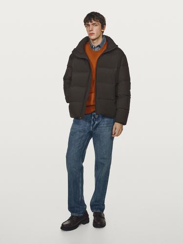 Zara Water-repellent puffer jacket - Chocolate