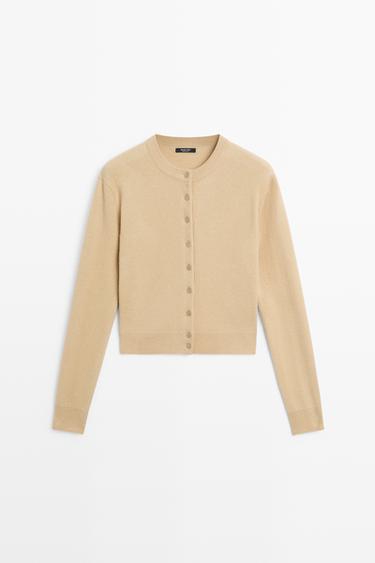 Knit cardigan with button detail — Dark mink 1