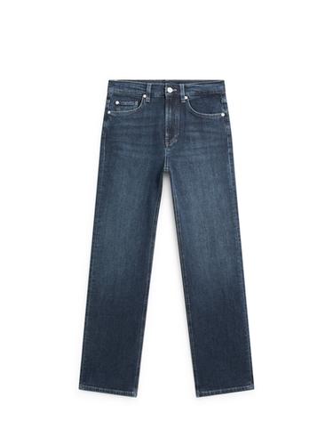 Jean straight décontracté taille haute - Bleu moyen de Zara